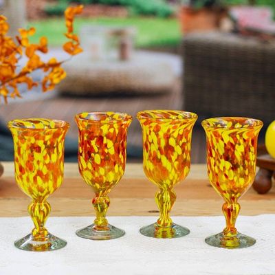 Main image for Handblown Glass Recycled Cocktail Drinkware Set of 4 Sun Celebration