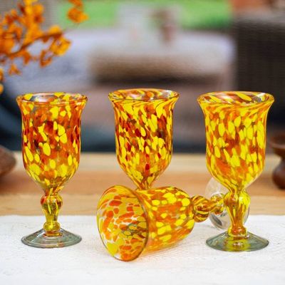 Alternate image for Handblown Glass Recycled Cocktail Drinkware Set of 4 Sun Celebration