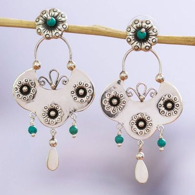 Main image for Sterling Silver Chandelier Earrings with Natural Turquoise Floral Pond