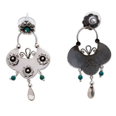 Alternate image for Sterling Silver Chandelier Earrings with Natural Turquoise Floral Pond