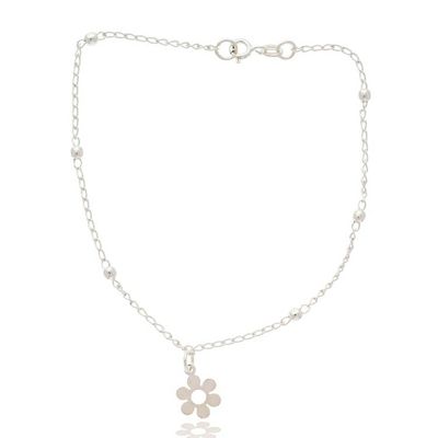 Alternate image for Taxco Silver Station Anklet with Floral Charm from Mexico Floral Stride