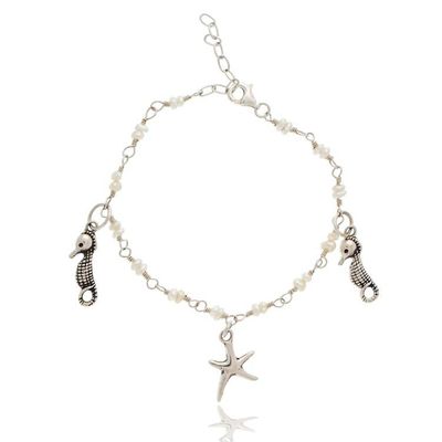 Alternate image for Sea-Inspired Cultured Pearl Taxco Silver Charm Bracelet Oceanic Symphony