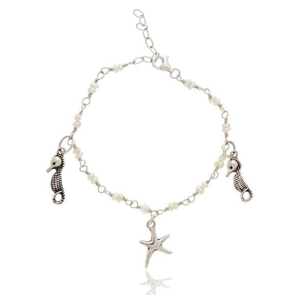 Alternate image for Sea-Inspired Cultured Pearl Taxco Silver Charm Bracelet Oceanic Symphony