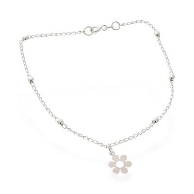 Alternate image for Taxco Silver Station Anklet with Floral Charm from Mexico Floral Stride