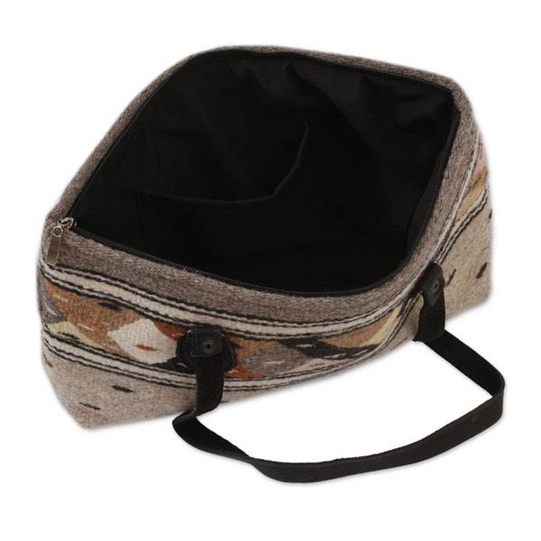 Alternate image for Earth-Tone Zapotec Wool Shoulder Bag from Mexico Earth Geometry