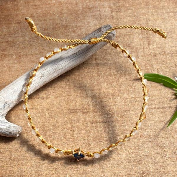 Alternate image for Gold-Accented Quartz Bracelet with Recycled Glass Pendant Be Sweet