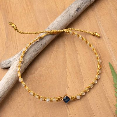 Alternate image for Gold-Accented Quartz Bracelet with Recycled Glass Pendant Be Sweet