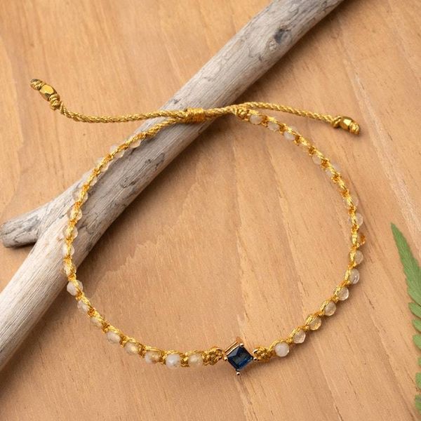 Alternate image for Gold-Accented Quartz Bracelet with Recycled Glass Pendant Be Sweet