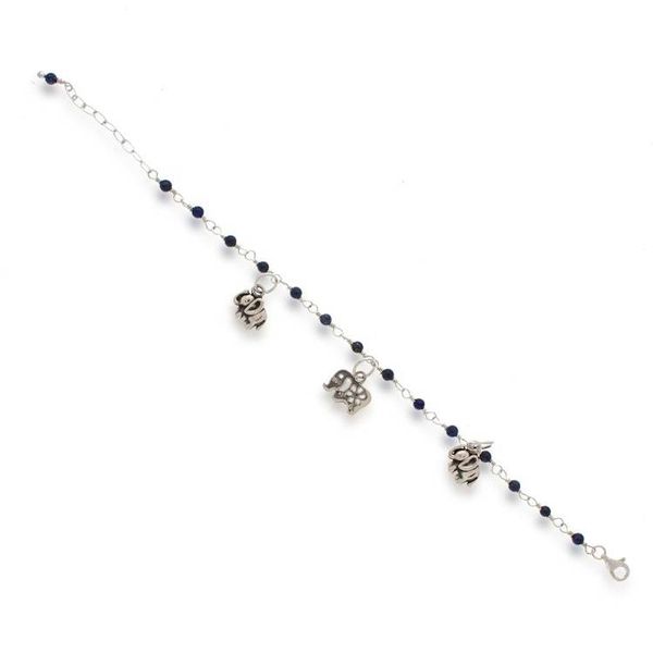 Alternate image for Taxco Silver Lapis Lazuli Elephant Station Charm Bracelet Elephant Trio