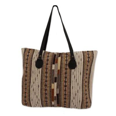 Alternate image for Handwoven Zapotec Wool Tote Handbag from Mexico Earthy Zapotec