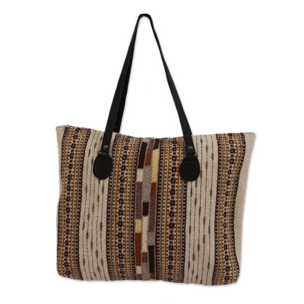 Alternate image for Handwoven Zapotec Wool Tote Handbag from Mexico Earthy Zapotec