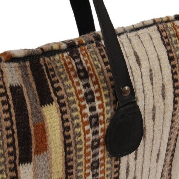 Alternate image for Handwoven Zapotec Wool Tote Handbag from Mexico Earthy Zapotec