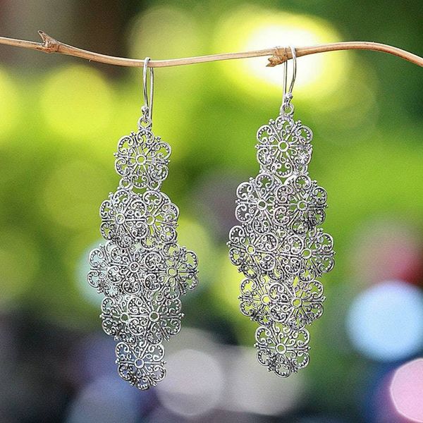Alternate image for Floral Sterling Silver Chandelier Earrings Promises
