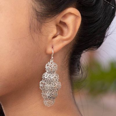 Alternate image for Floral Sterling Silver Chandelier Earrings Promises