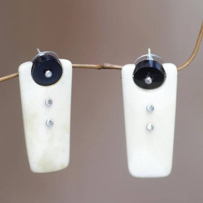 Primary image for Silver Accent Bone Earrings with Water Buffalo Horn Toraja Tux
