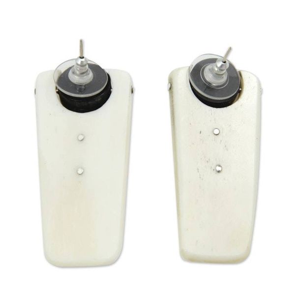 Alternate image for Silver Accent Bone Earrings with Water Buffalo Horn Toraja Tux