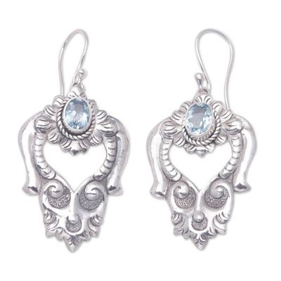 Alternate image for Blue Topaz and Sterling Silver Dangle Earrings Bali Regal