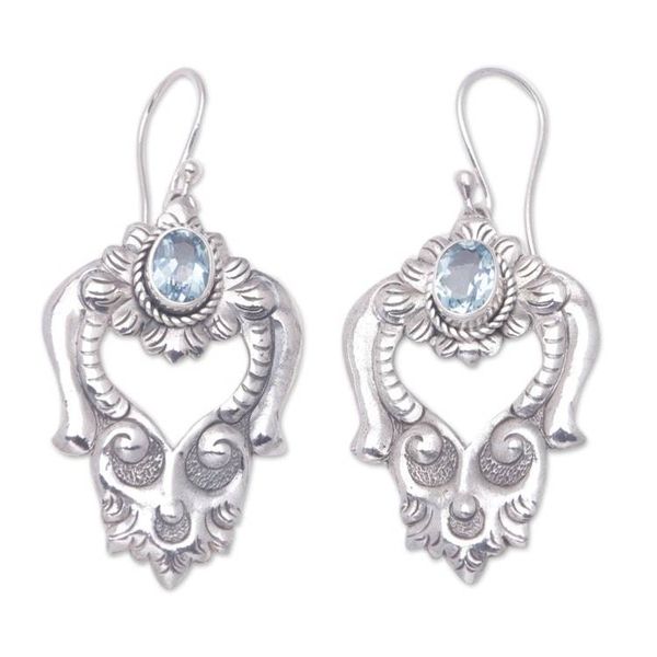 Alternate image for Blue Topaz and Sterling Silver Dangle Earrings Bali Regal
