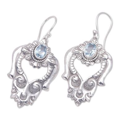 Alternate image for Blue Topaz and Sterling Silver Dangle Earrings Bali Regal