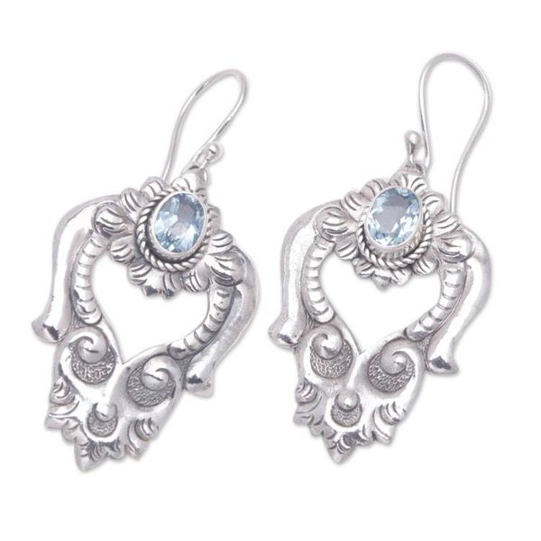 Alternate image for Blue Topaz and Sterling Silver Dangle Earrings Bali Regal
