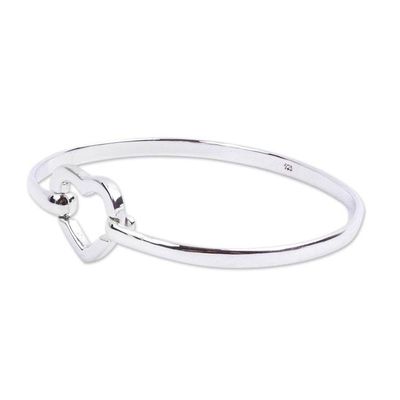 Alternate image for Modern Sterling Silver Heart Bracelet from Taxco Everlasting Heart