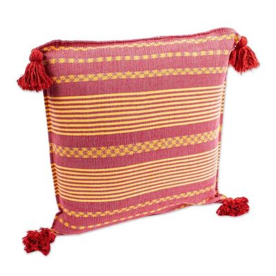 Alternate image for Hand Woven Red and Yellow Cushion Cover Sunny Strawberry