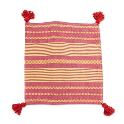 Alternate image for Hand Woven Red and Yellow Cushion Cover Sunny Strawberry