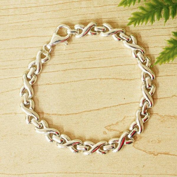Alternate image for Sterling Silver X and O Chain Link Bracelet from Mexico Silver Kiss
