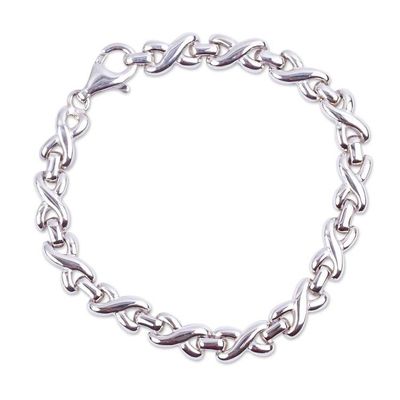 Alternate image for Sterling Silver X and O Chain Link Bracelet from Mexico Silver Kiss