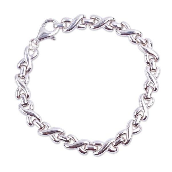 Alternate image for Sterling Silver X and O Chain Link Bracelet from Mexico Silver Kiss