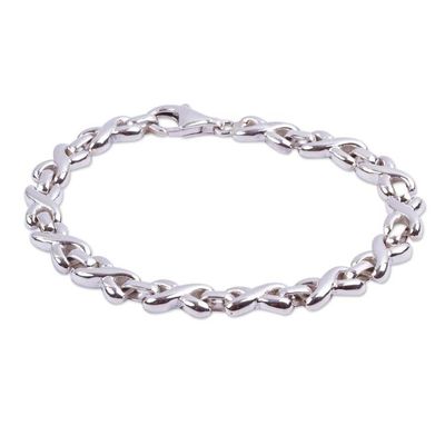 Alternate image for Sterling Silver X and O Chain Link Bracelet from Mexico Silver Kiss