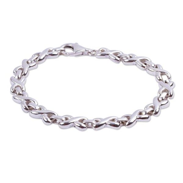 Alternate image for Sterling Silver X and O Chain Link Bracelet from Mexico Silver Kiss