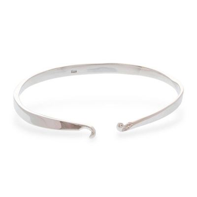 Alternate image for Minimalist Taxco Sterling Silver Bangle Bracelet from Mexico Minimalist Twist