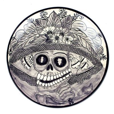 Alternate image for Handmade Catrina Decorative Ceramic Plate Beautiful Catrina