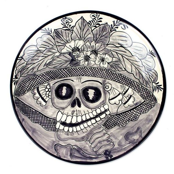 Alternate image for Handmade Catrina Decorative Ceramic Plate Beautiful Catrina