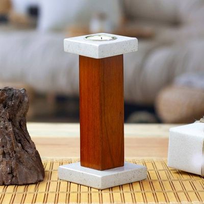 Alternate image for Onyx Cedar Tealight Candleholder with Classic Column Design Classic Column