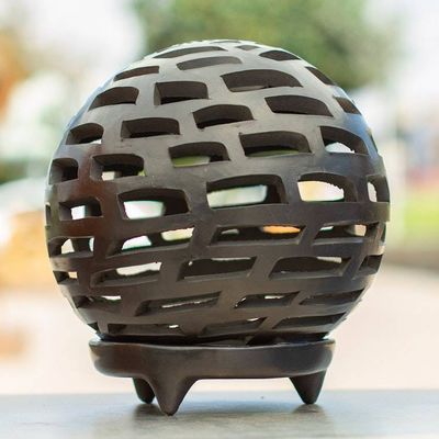 Alternate image for Handmade Barro Negro Tealight Holder Light and Shadow
