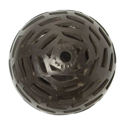 Alternate image for Handmade Barro Negro Tealight Holder Light and Shadow