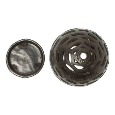 Alternate image for Handmade Barro Negro Tealight Holder Light and Shadow