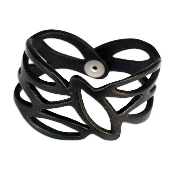 Alternate image for Indonesian Leather Wristband Bracelet Licorice Nest