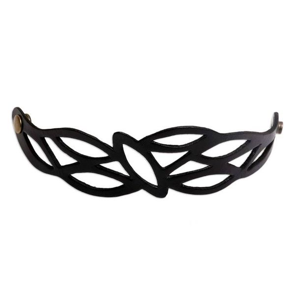 Alternate image for Indonesian Leather Wristband Bracelet Licorice Nest