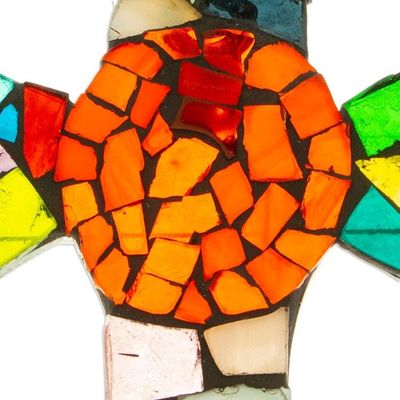Alternate image for Stained glass cross Fire of Faith