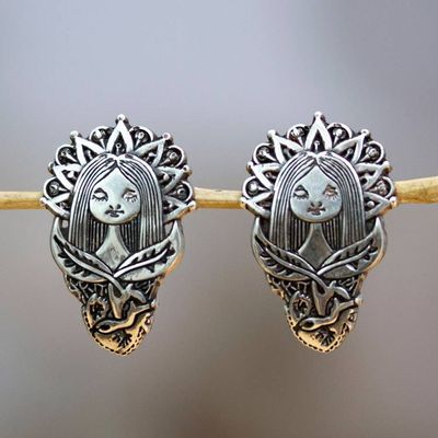 Primary image for Sterling Silver Drop Earrings with Women Rights Theme Roots of Resilience