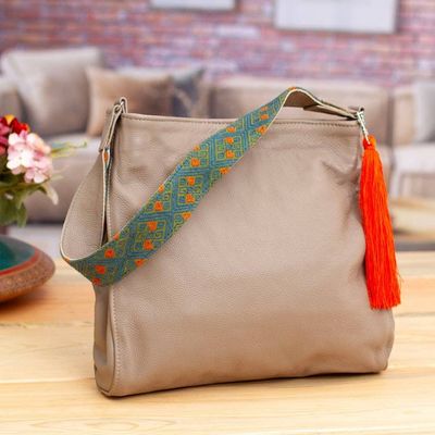 Main image for Taupe Leather Shoulder Bag with Interior Pockets Cityslicker