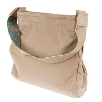 Alternate image for Taupe Leather Shoulder Bag with Interior Pockets Cityslicker