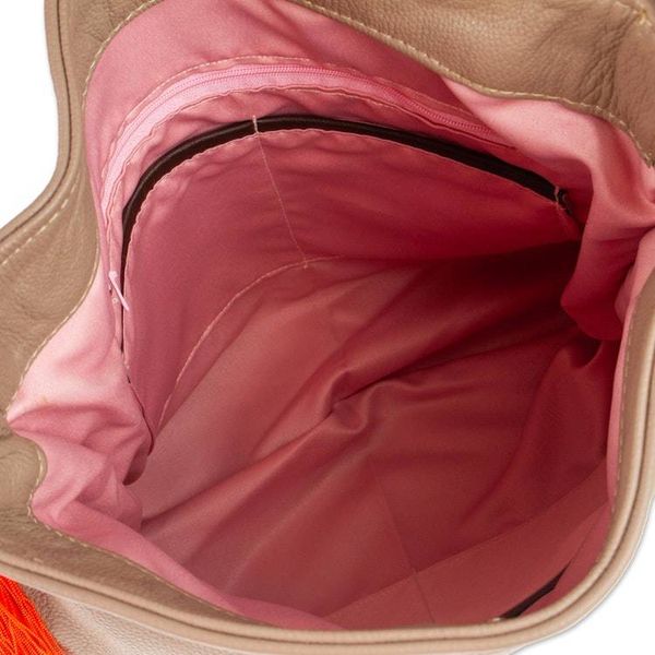 Alternate image for Taupe Leather Shoulder Bag with Interior Pockets Cityslicker