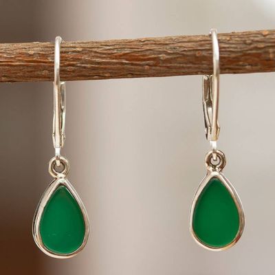 Alternate image for Artisan Crafted Green Onyx Earrings Allegria