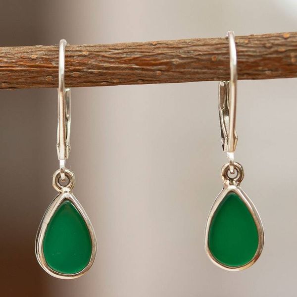 Alternate image for Artisan Crafted Green Onyx Earrings Allegria