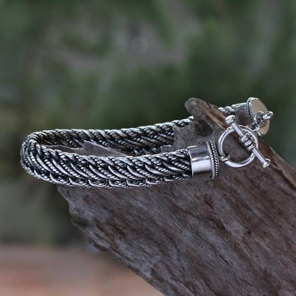 Men's Silver Bracelet Sterling 925 Handmade 'Balinese Centipede'