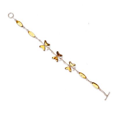Alternate image for Butterfly-Themed Polished Natural Amber Station Bracelet Ancient Butterfly